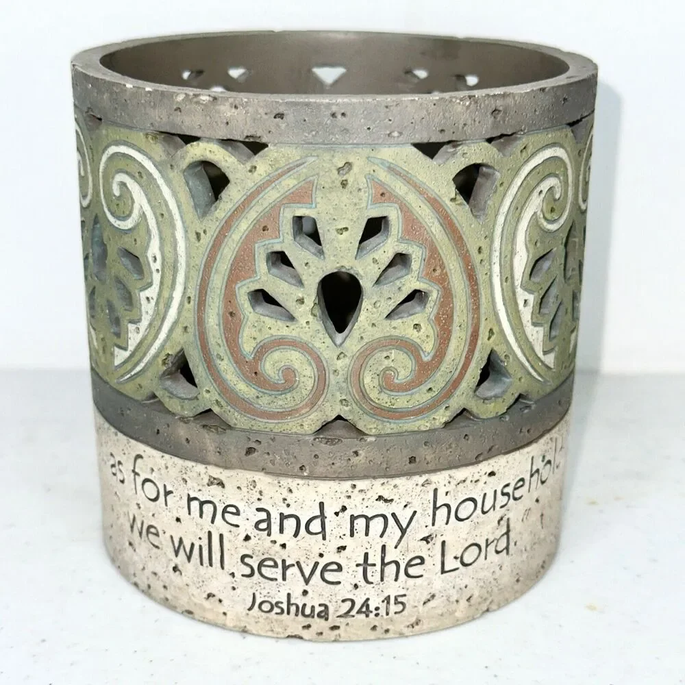 Demdaco By Faith Bill Stross 2006 Candle Holder Religious Christian Joshua 24:15